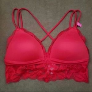 Victoria's Secret PINK strappy longline floral pushup bra